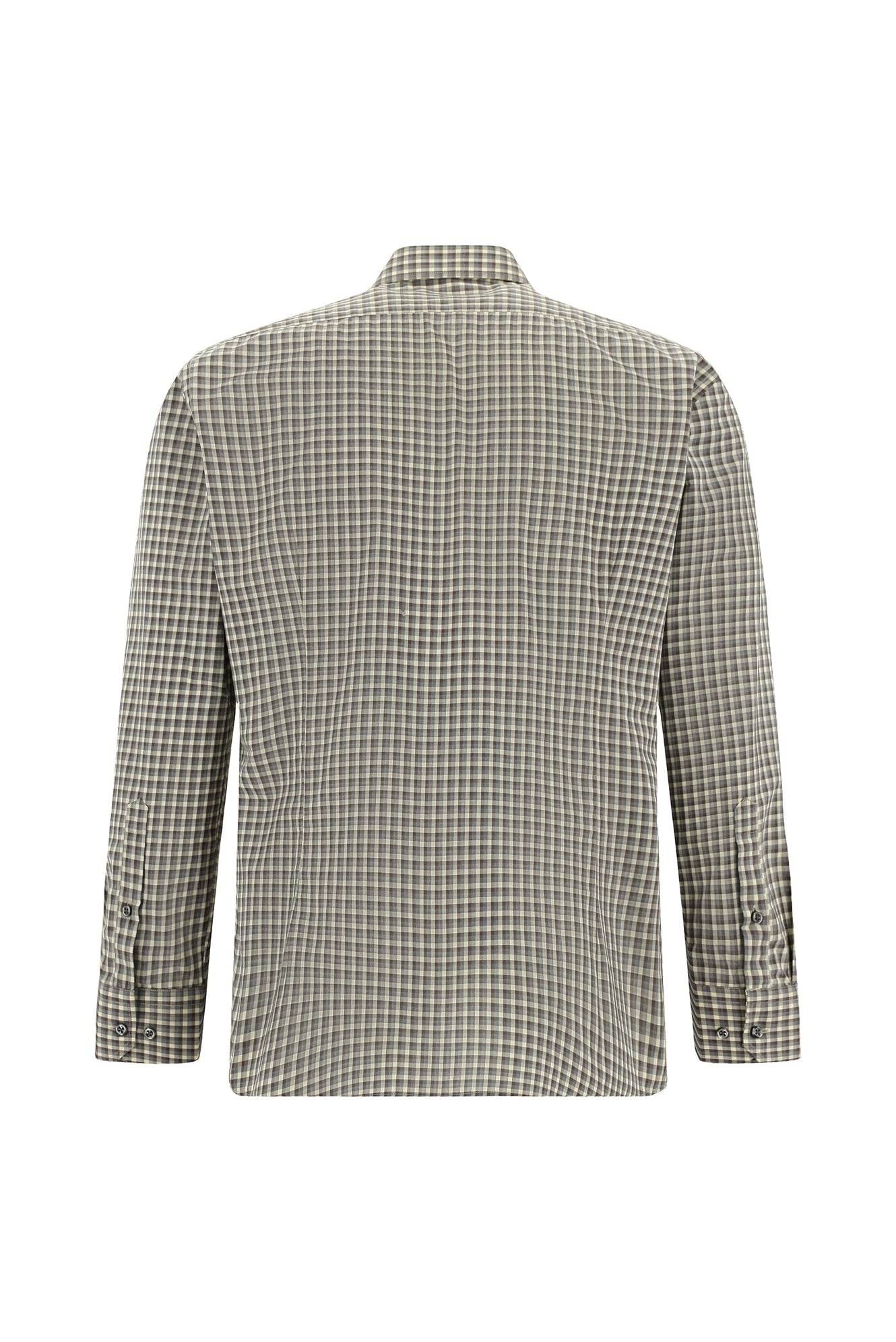 Orta Kahve Uzun Kol Slim Fit Dar Kesim Pamuk Ekose Gömlek