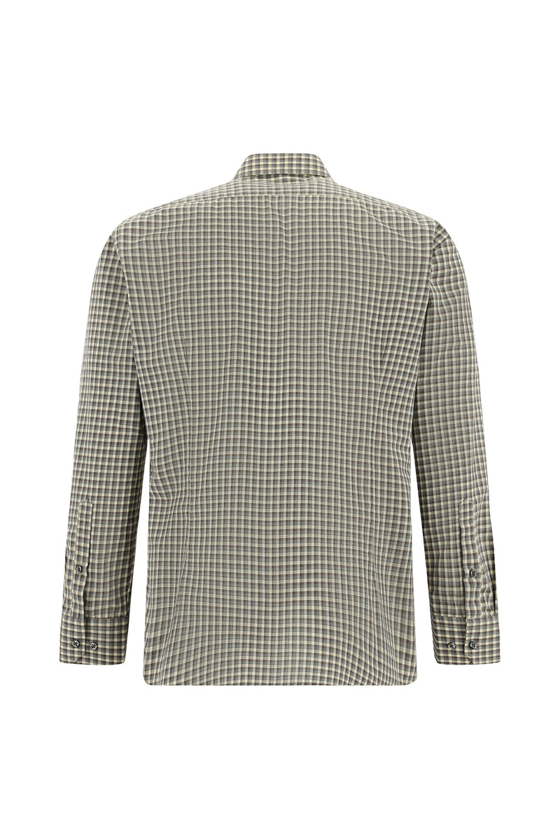 Orta Kahve Uzun Kol Slim Fit Dar Kesim Pamuk Ekose Gömlek