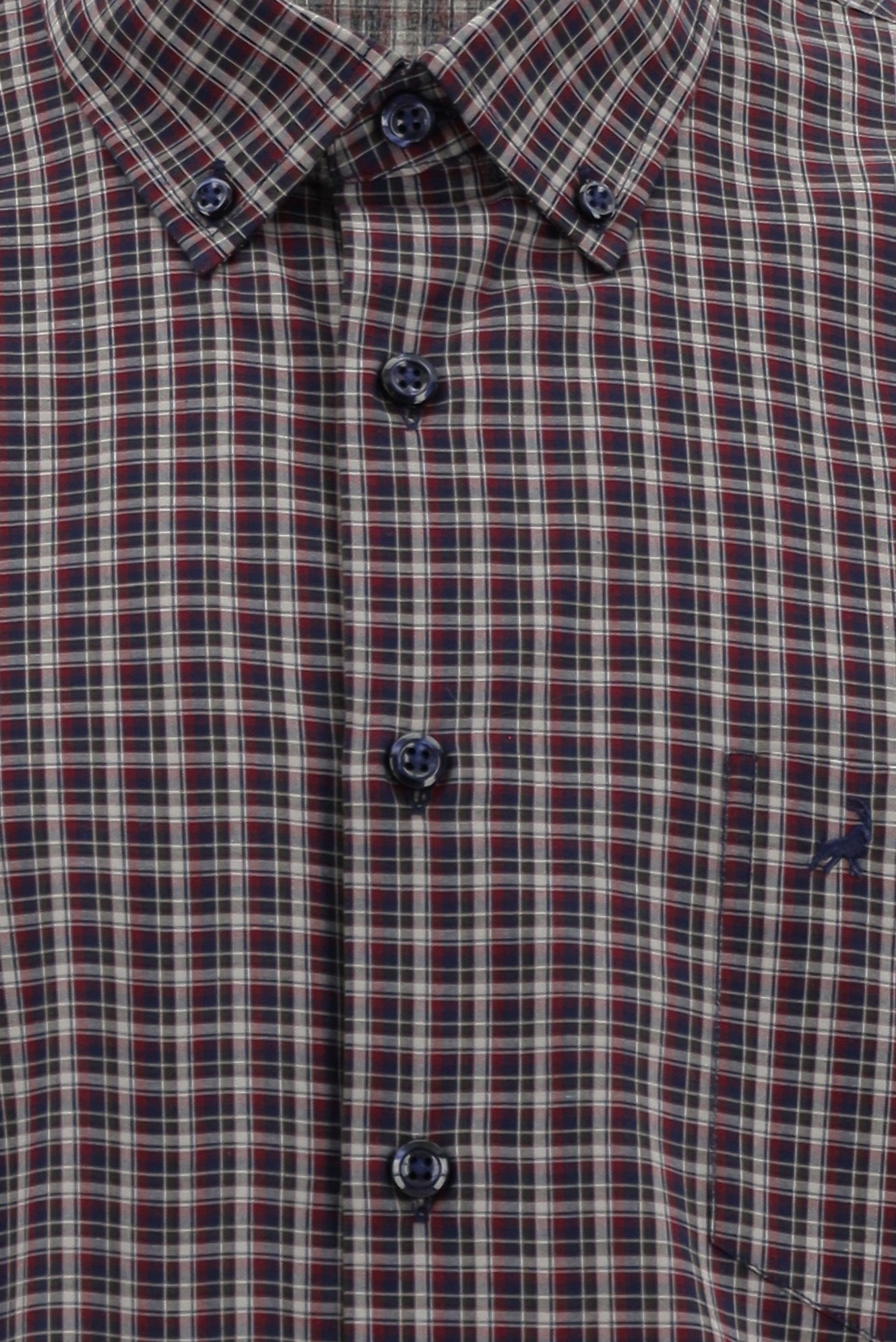 Açık Bordo Uzun Kol Regular Fit Düğmeli Yaka Ekose Pamuk Gömlek