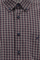 Açık Bordo Uzun Kol Regular Fit Düğmeli Yaka Ekose Pamuk Gömlek