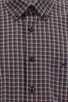 Açık Bordo Uzun Kol Regular Fit Düğmeli Yaka Ekose Pamuk Gömlek