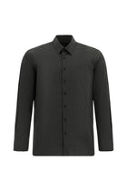 Siyah Uzun Kol Slim Fit Dar Kesim Baskılı Pamuk Gömlek