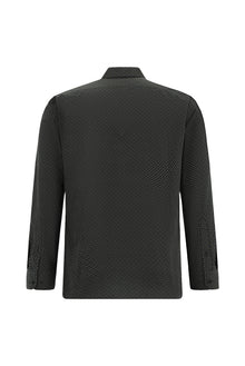 Siyah Uzun Kol Slim Fit Dar Kesim Baskılı Pamuk Gömlek