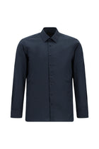 Koyu Lacivert Uzun Kol Slim Fit Dar Kesim Baskılı Pamuk Gömlek