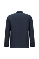 Koyu Lacivert Uzun Kol Slim Fit Dar Kesim Baskılı Pamuk Gömlek