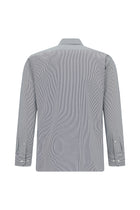 Koyu Lacivert Uzun Kol Slim Fit Dar Kesim Pamuk Klasik Çizgili Gömlek