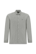 Koyu Kahve Uzun Kol Slim Fit Dar Kesim Pamuk Klasik Çizgili Gömlek