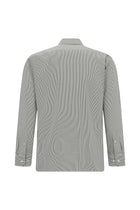 Koyu Kahve Uzun Kol Slim Fit Dar Kesim Pamuk Klasik Çizgili Gömlek