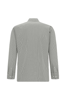 Koyu Kahve Uzun Kol Slim Fit Dar Kesim Pamuk Klasik Çizgili Gömlek