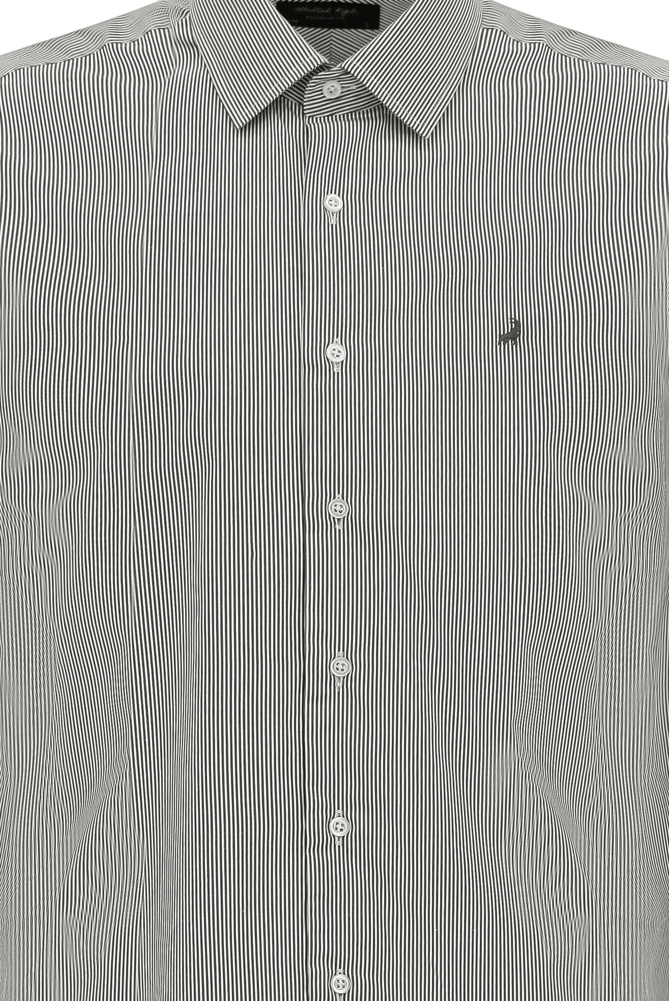 Koyu Kahve Uzun Kol Slim Fit Dar Kesim Pamuk Klasik Çizgili Gömlek