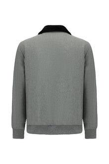 Açık Gri Kürklü Yaka Yün Bomber Mont / Ceket