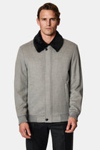 Aç?k Gri Kürklü Yaka Yün Bomber Mont / Ceket-Abdullah Ki??l?