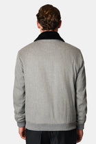 Aç?k Gri Kürklü Yaka Yün Bomber Mont / Ceket-Abdullah Ki??l?