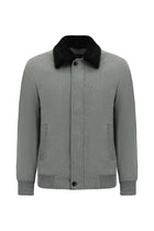 Aç?k Gri Kürklü Yaka Yün Bomber Mont / Ceket-Abdullah Ki??l?