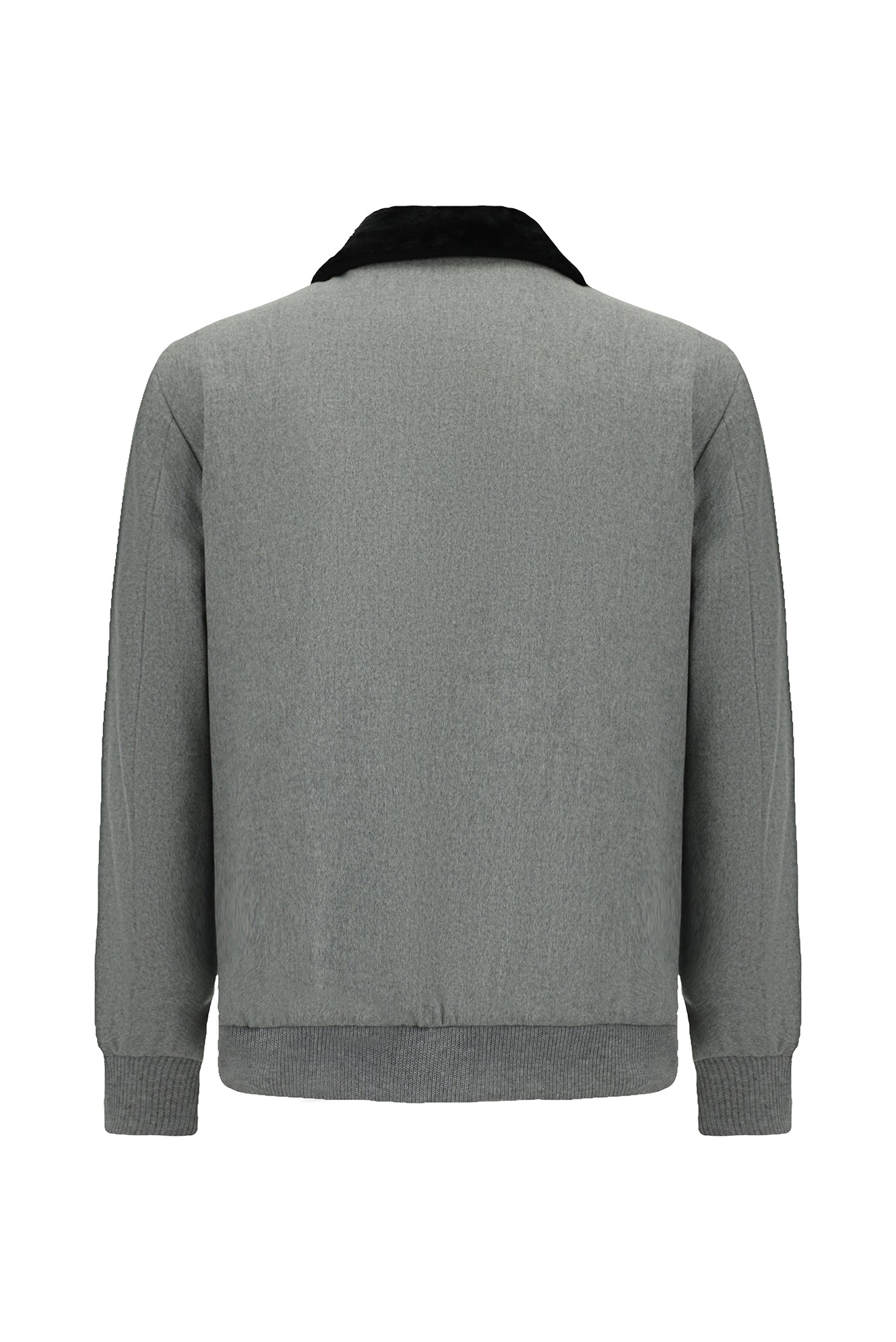 Aç?k Gri Kürklü Yaka Yün Bomber Mont / Ceket-Abdullah Ki??l?