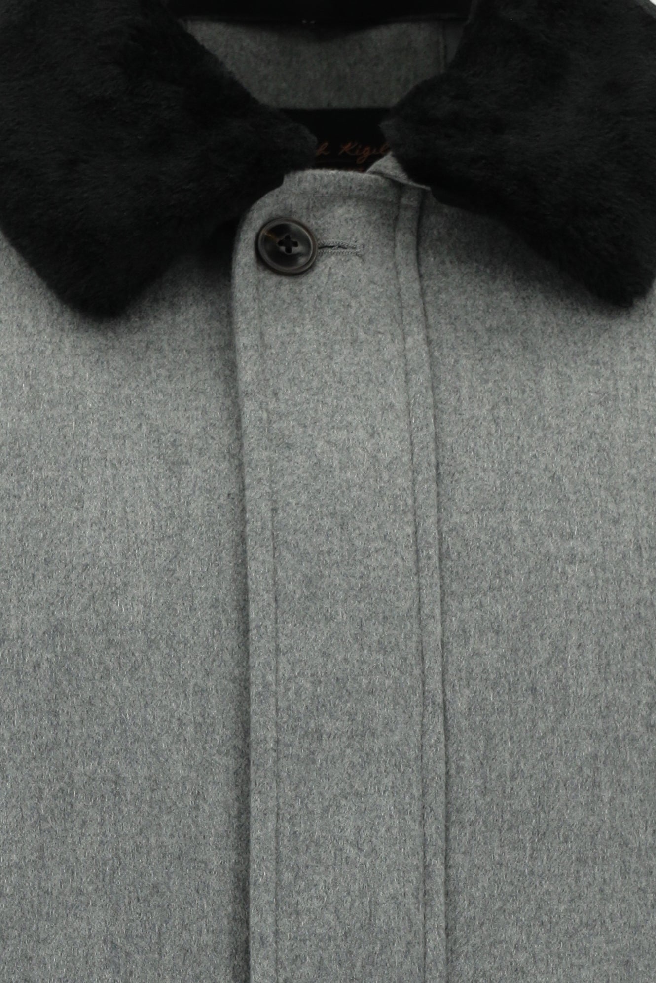 Aç?k Gri Kürklü Yaka Yün Bomber Mont / Ceket-Abdullah Ki??l?