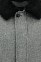 Aç?k Gri Kürklü Yaka Yün Bomber Mont / Ceket-Abdullah Ki??l?