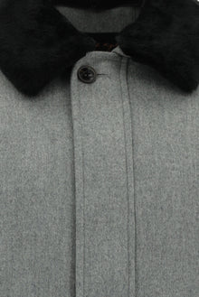 Aç?k Gri Kürklü Yaka Yün Bomber Mont / Ceket-Abdullah Ki??l?