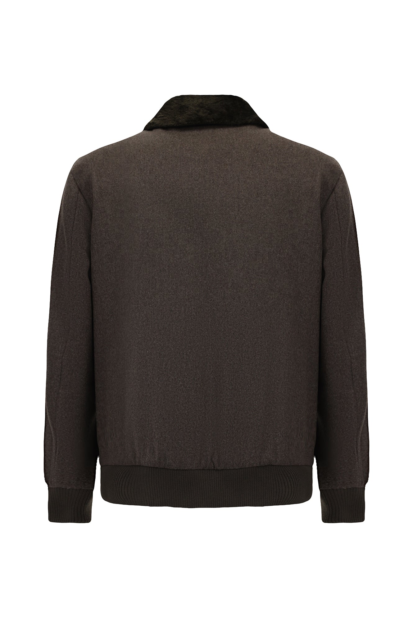 Koyu Vizon Kürklü Yaka Yün Bomber Mont / Ceket-Abdullah Ki??l?