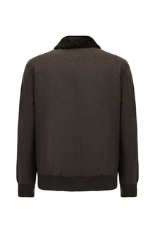 Koyu Vizon Kürklü Yaka Yün Bomber Mont / Ceket-Abdullah Ki??l?