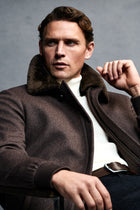 Koyu Vizon Kürklü Yaka Yün Bomber Mont / Ceket-Abdullah Ki??l?