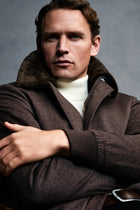 Koyu Vizon Kürklü Yaka Yün Bomber Mont / Ceket-Abdullah Ki??l?