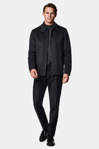 Siyah Çizgili Yünlü Bomber Ceket / Mont