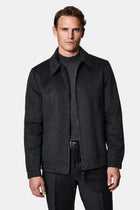 Siyah Çizgili Yünlü Bomber Ceket / Mont