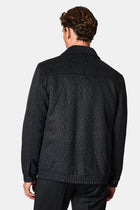 Siyah Çizgili Yünlü Bomber Ceket / Mont