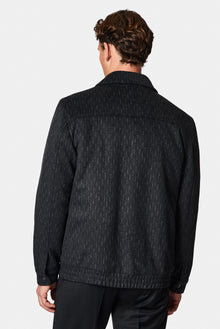 Siyah Çizgili Yünlü Bomber Ceket / Mont