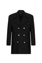 Siyah Yünlü Cepli Çıkarılabilir Kapüşonlu Yünlü Kruvaze Mont