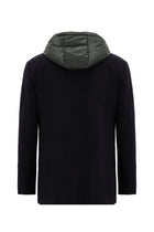 Koyu Lacivert Kapüşonlu Yünlü Kruvaze Mont