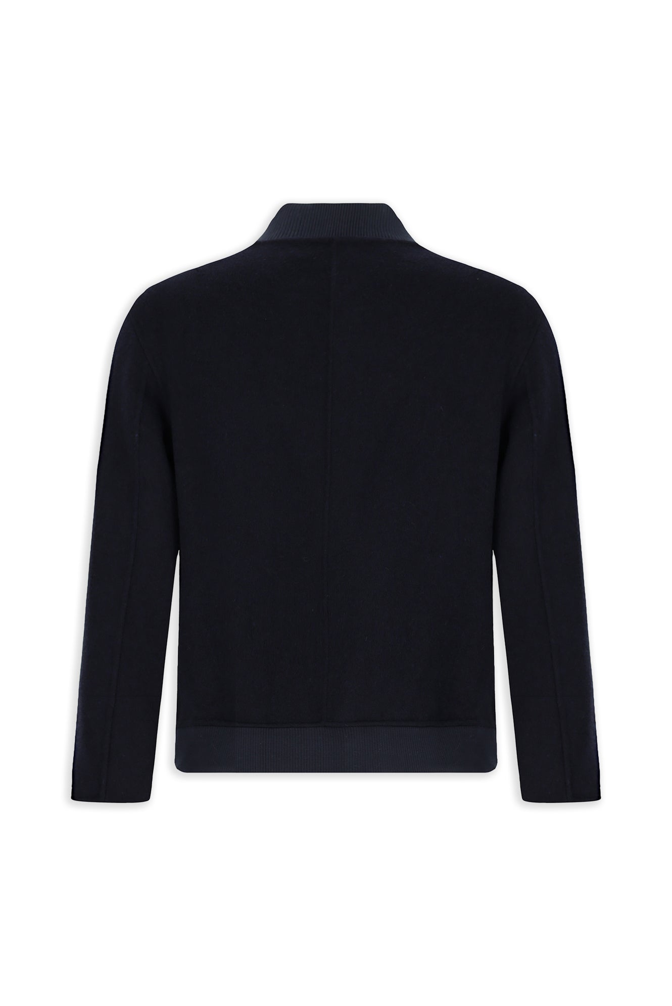 Koyu Lacivert Yünlü Cepli Sıcak Tutan Fermuarlı Bomber Ceket / Mont