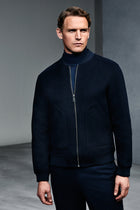 Koyu Lacivert Yünlü Cepli S?cak Tutan Fermuarl? Bomber Ceket / Mont-Abdullah Ki??l?