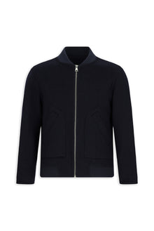 Koyu Lacivert Yünlü Cepli S?cak Tutan Fermuarl? Bomber Ceket / Mont-Abdullah Ki??l?