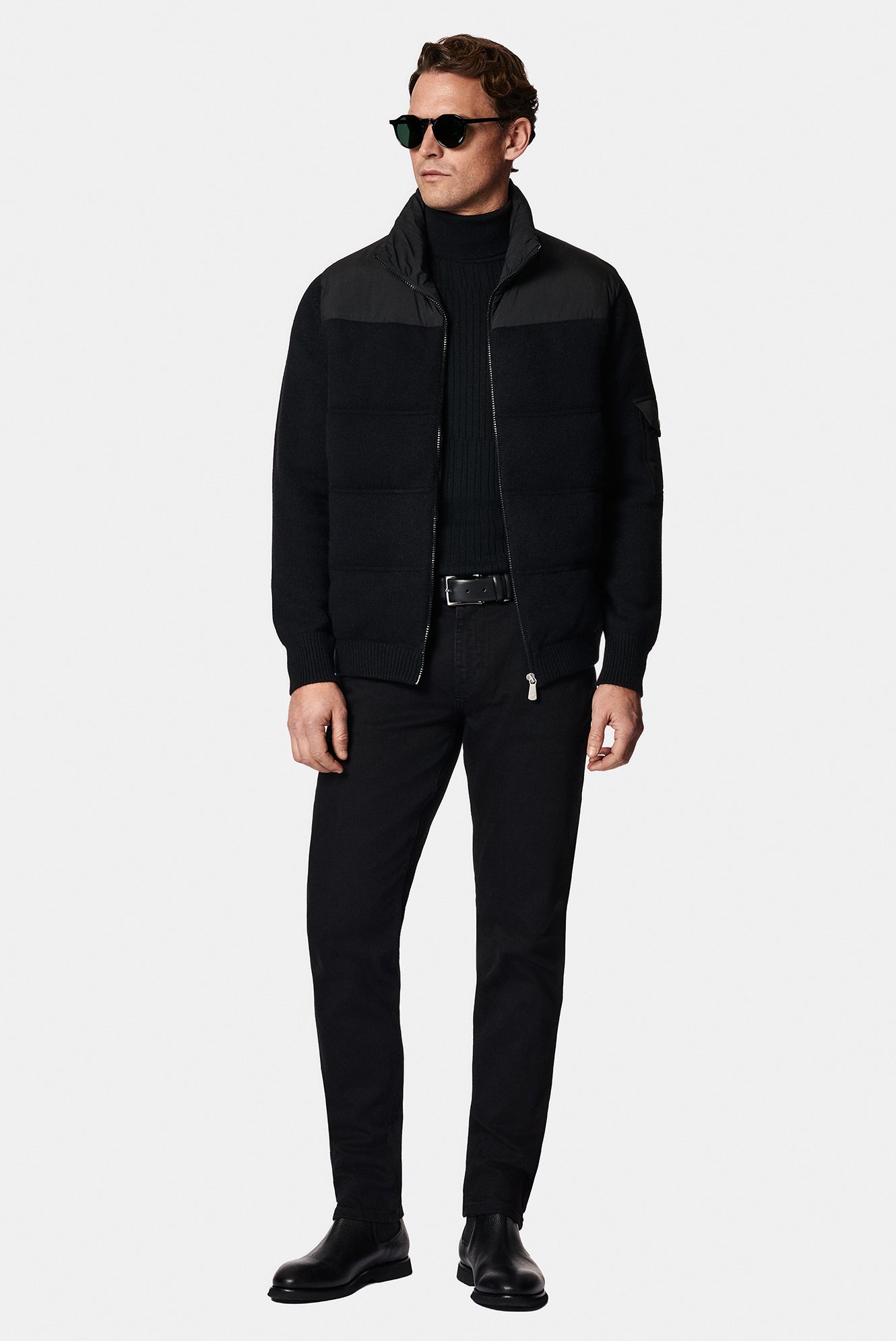 Siyah İtalyan Yün Spor Mont