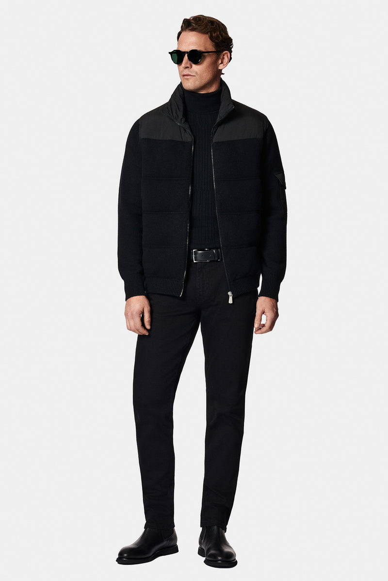 Siyah İtalyan Yün Spor Mont