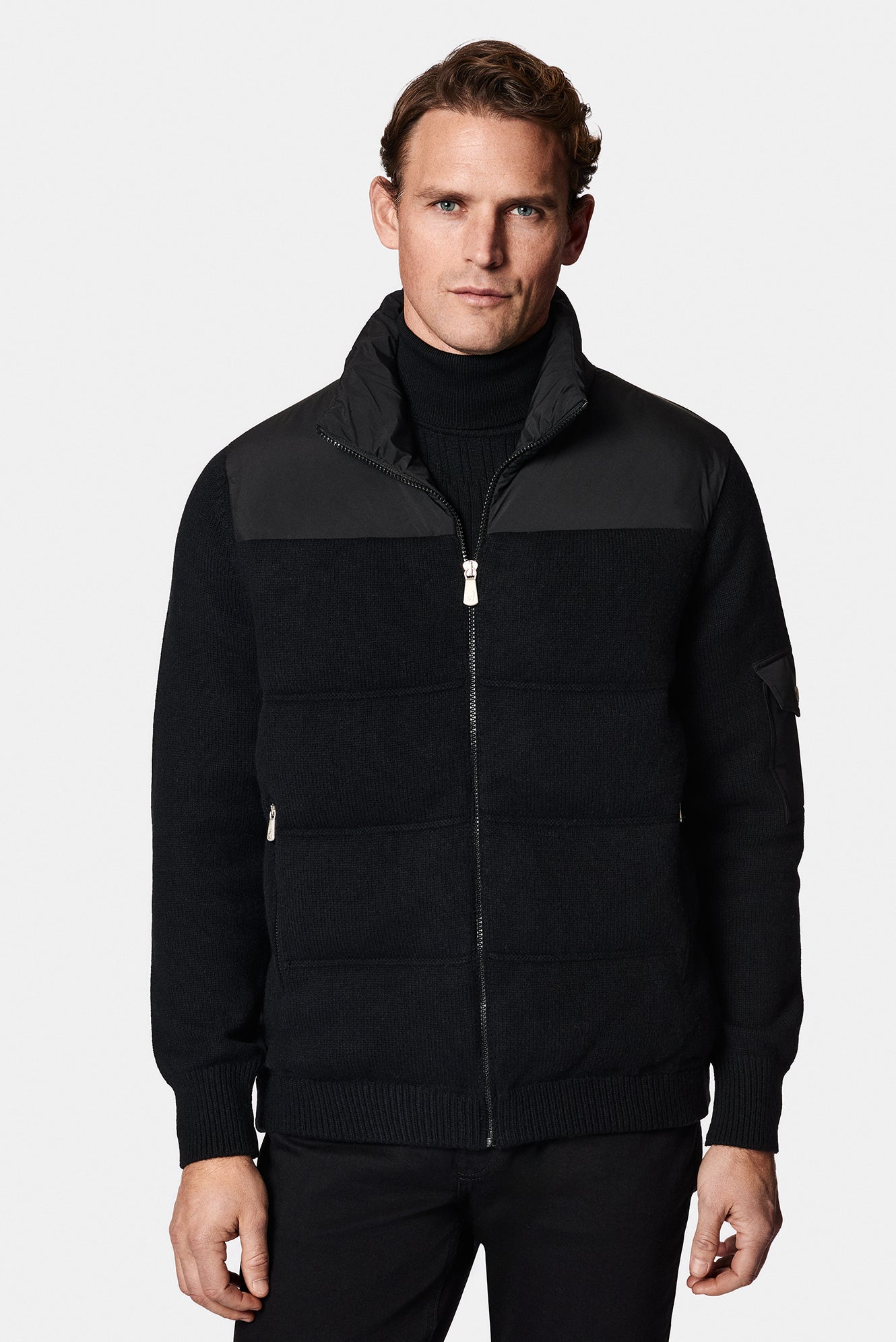 Siyah İtalyan Yün Spor Mont