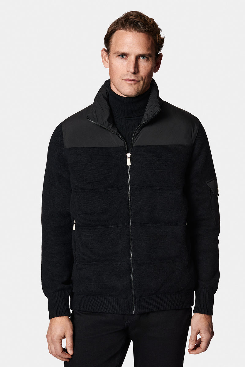 Siyah İtalyan Yün Spor Mont