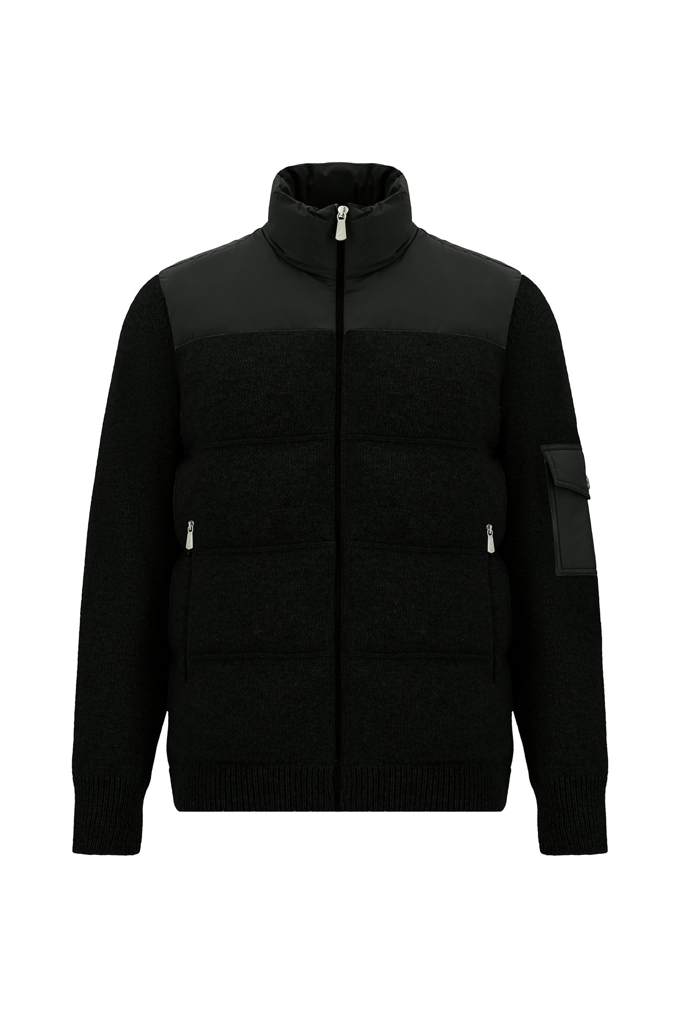 Siyah İtalyan Yün Spor Mont