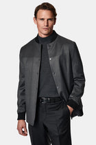 Aç?k Antrasit Slim Fit Dar Kesim Yünlü Bomber Ceket Mont-Abdullah Ki??l?