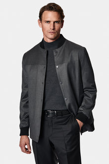 Aç?k Antrasit Slim Fit Dar Kesim Yünlü Bomber Ceket Mont-Abdullah Ki??l?