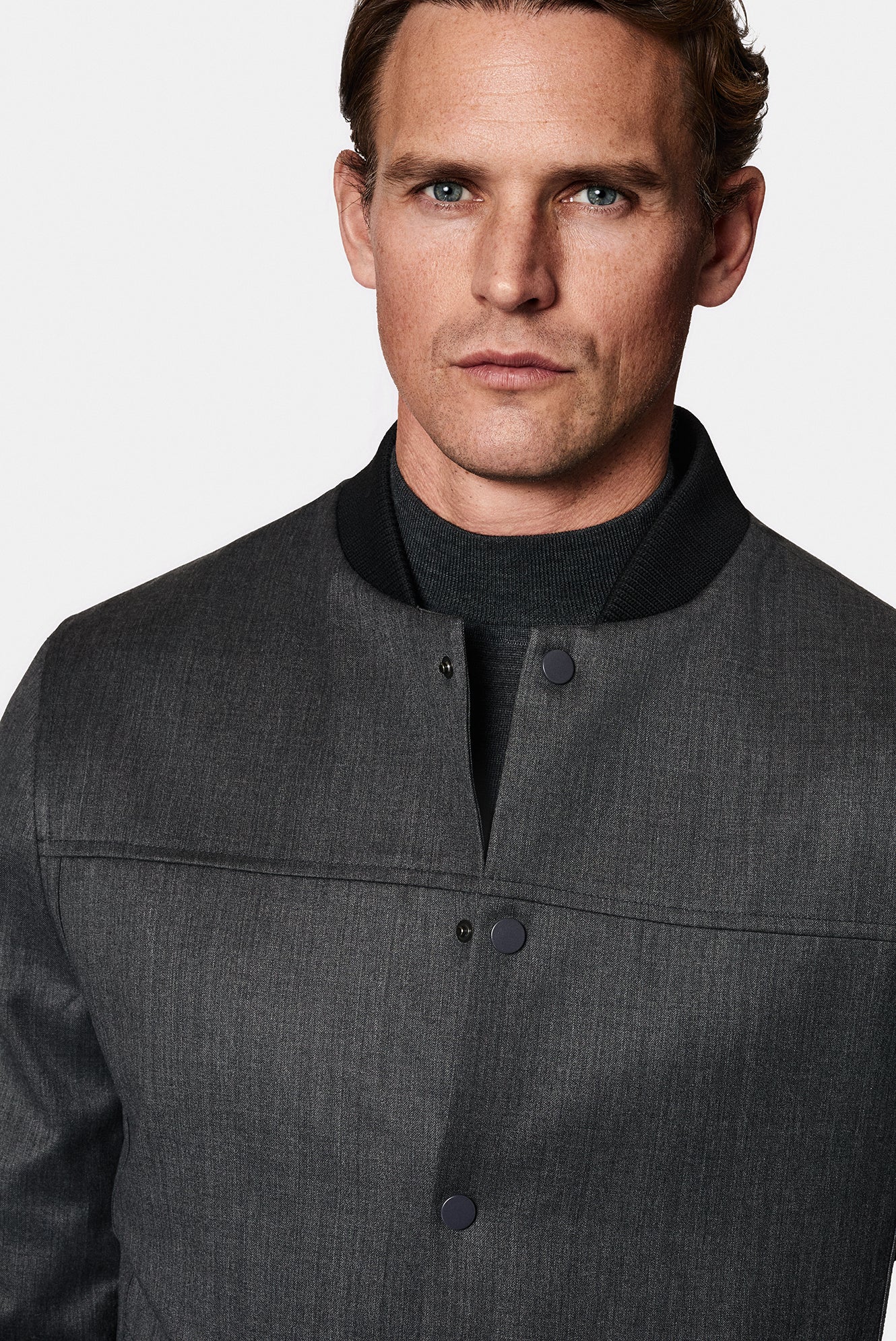 Aç?k Antrasit Slim Fit Dar Kesim Yünlü Bomber Ceket Mont-Abdullah Ki??l?