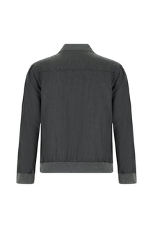 Açık Antrasit Slim Fit Dar Kesim Yünlü Bomber Ceket Mont