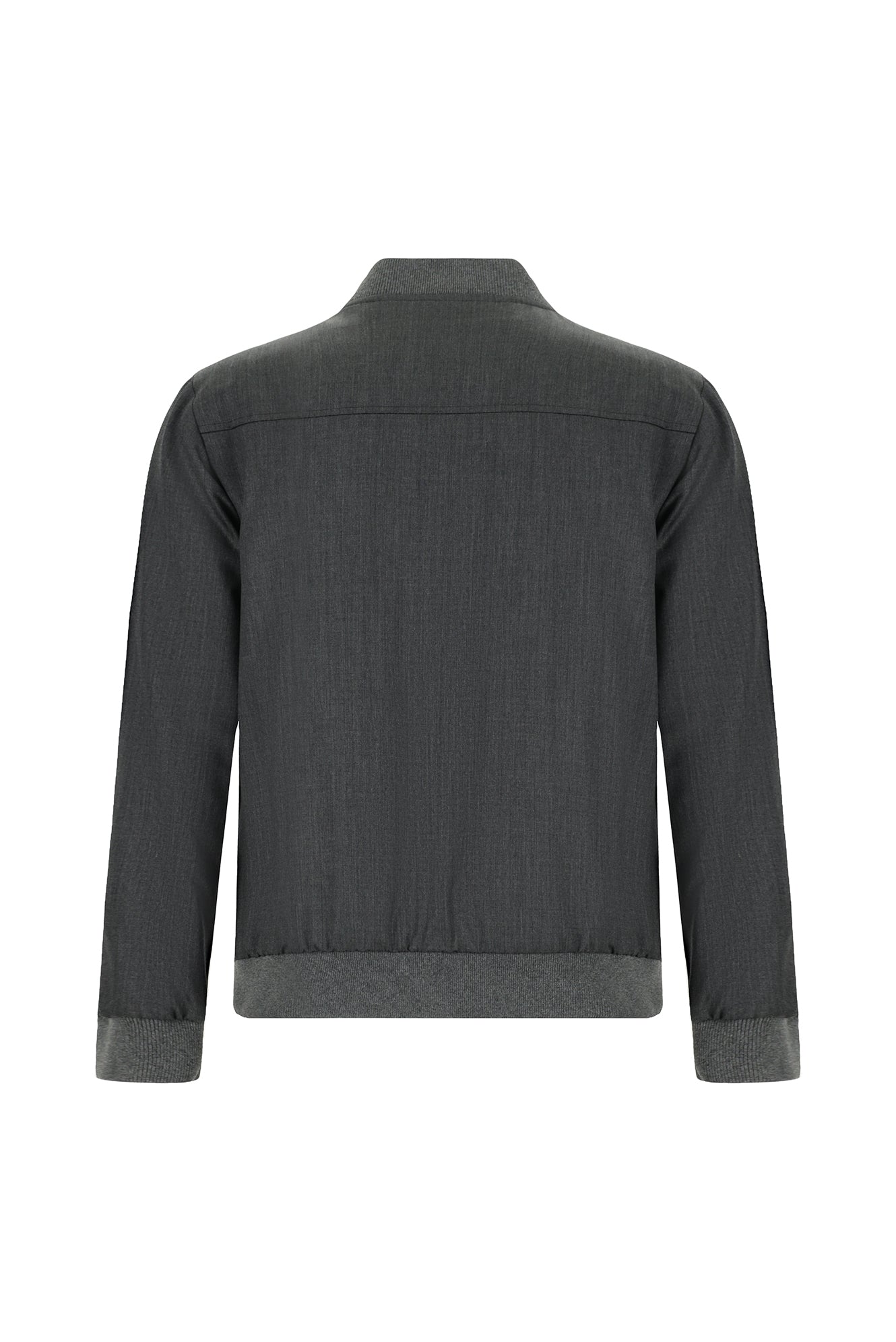 Açık Antrasit Slim Fit Dar Kesim Yünlü Bomber Ceket Mont