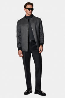 Aç?k Antrasit Slim Fit Dar Kesim Yünlü Bomber Ceket Mont-Abdullah Ki??l?