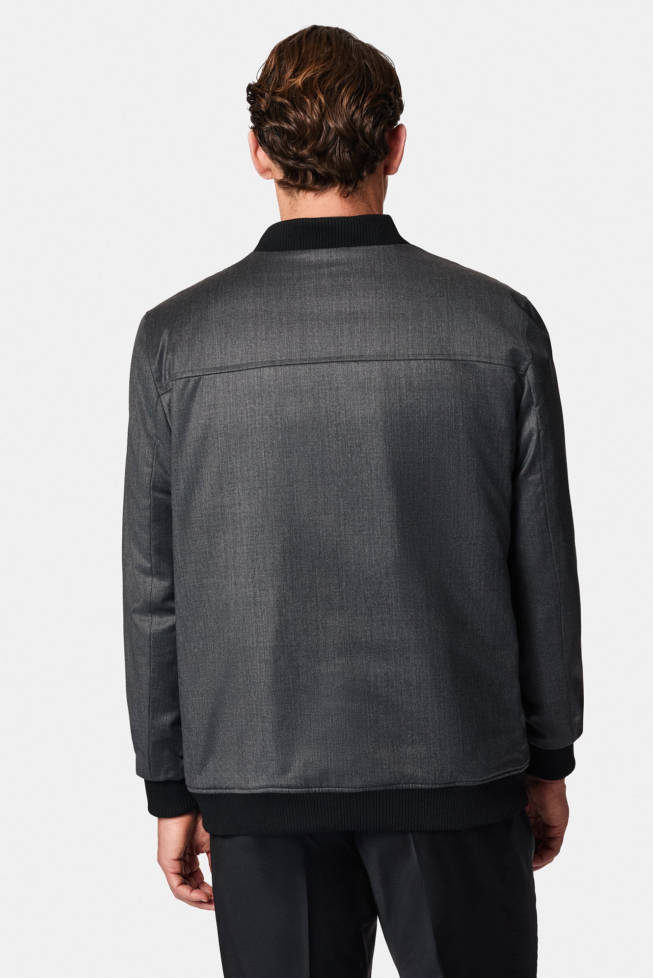 Aç?k Antrasit Slim Fit Dar Kesim Yünlü Bomber Ceket Mont-Abdullah Ki??l?