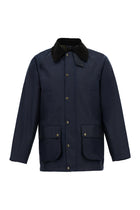 Siyah Lacivert Tam Astar Cepli Balmumu Kaplama Su ve Rüzgar Geçirmez Pamuk Mont