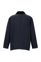 Siyah Lacivert Tam Astar Cepli Balmumu Kaplama Su ve Rüzgar Geçirmez Pamuk Mont