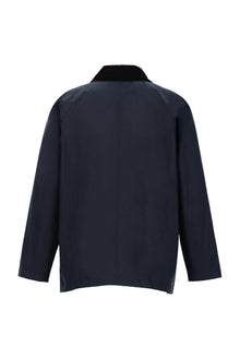 Siyah Lacivert Tam Astar Cepli Balmumu Kaplama Su ve Rüzgar Geçirmez Pamuk Mont